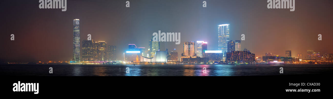 Hong Kong urban skyline panorama at night Stock Photo - Alamy