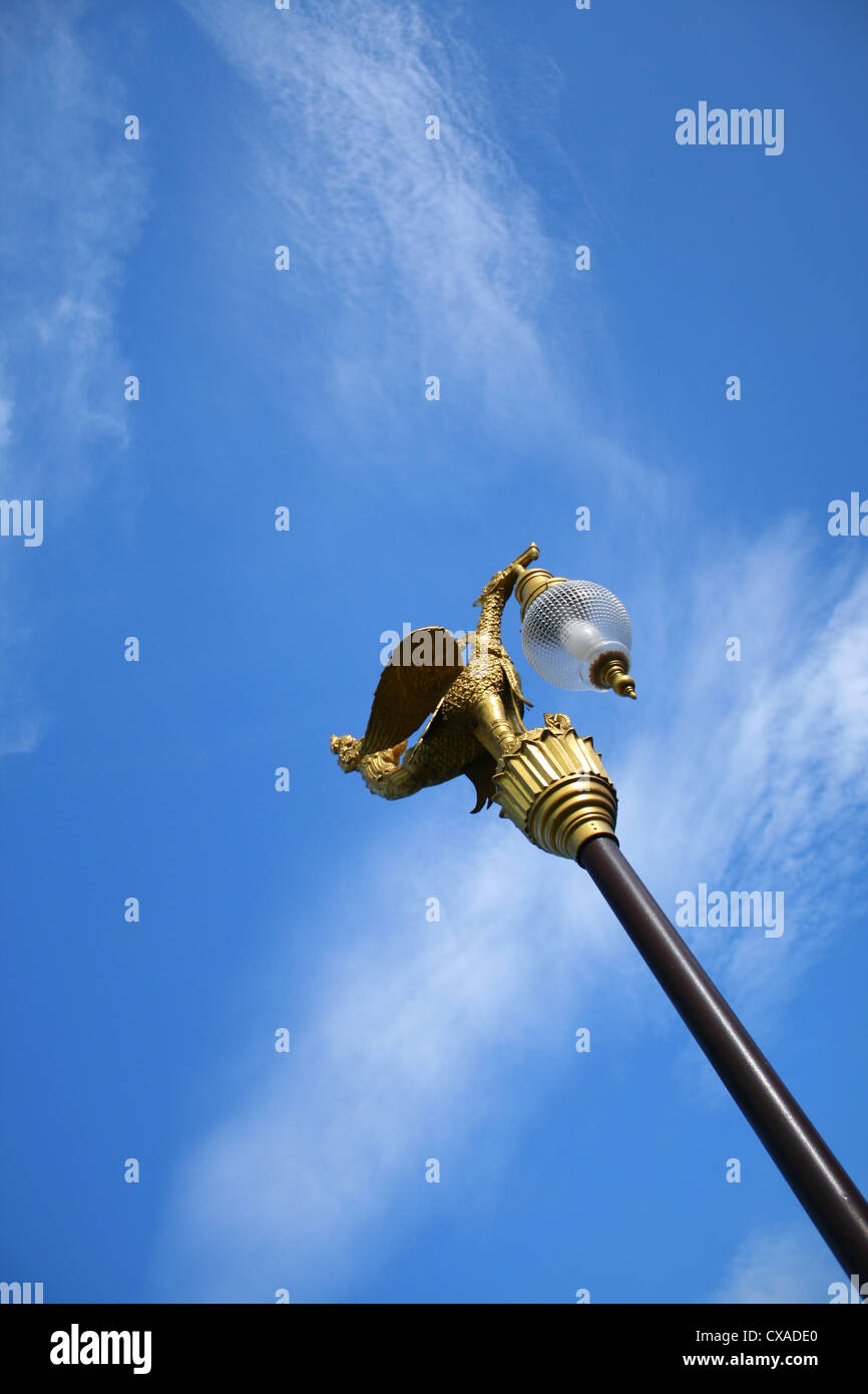 pole swan lamp angle view and blue sky Stock Photo