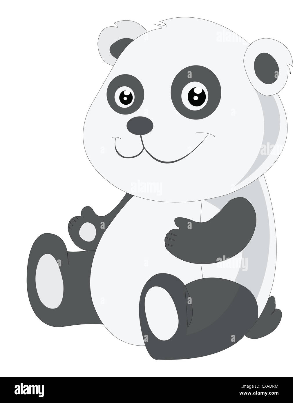 Baby panda, black and white, smiling, vector illustration Stock Photo