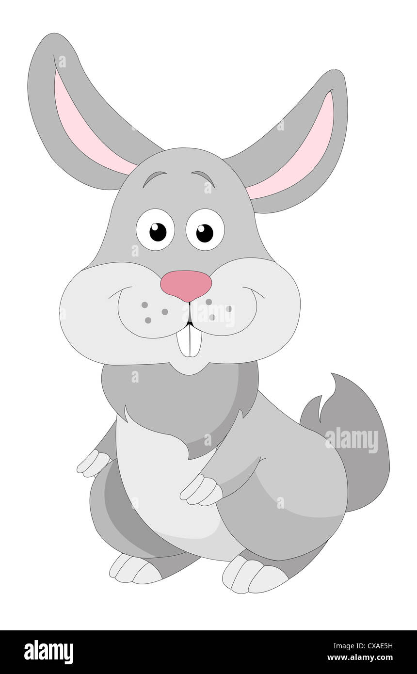 Cute grey rabbit, vector illustration Stock Photo - Alamy