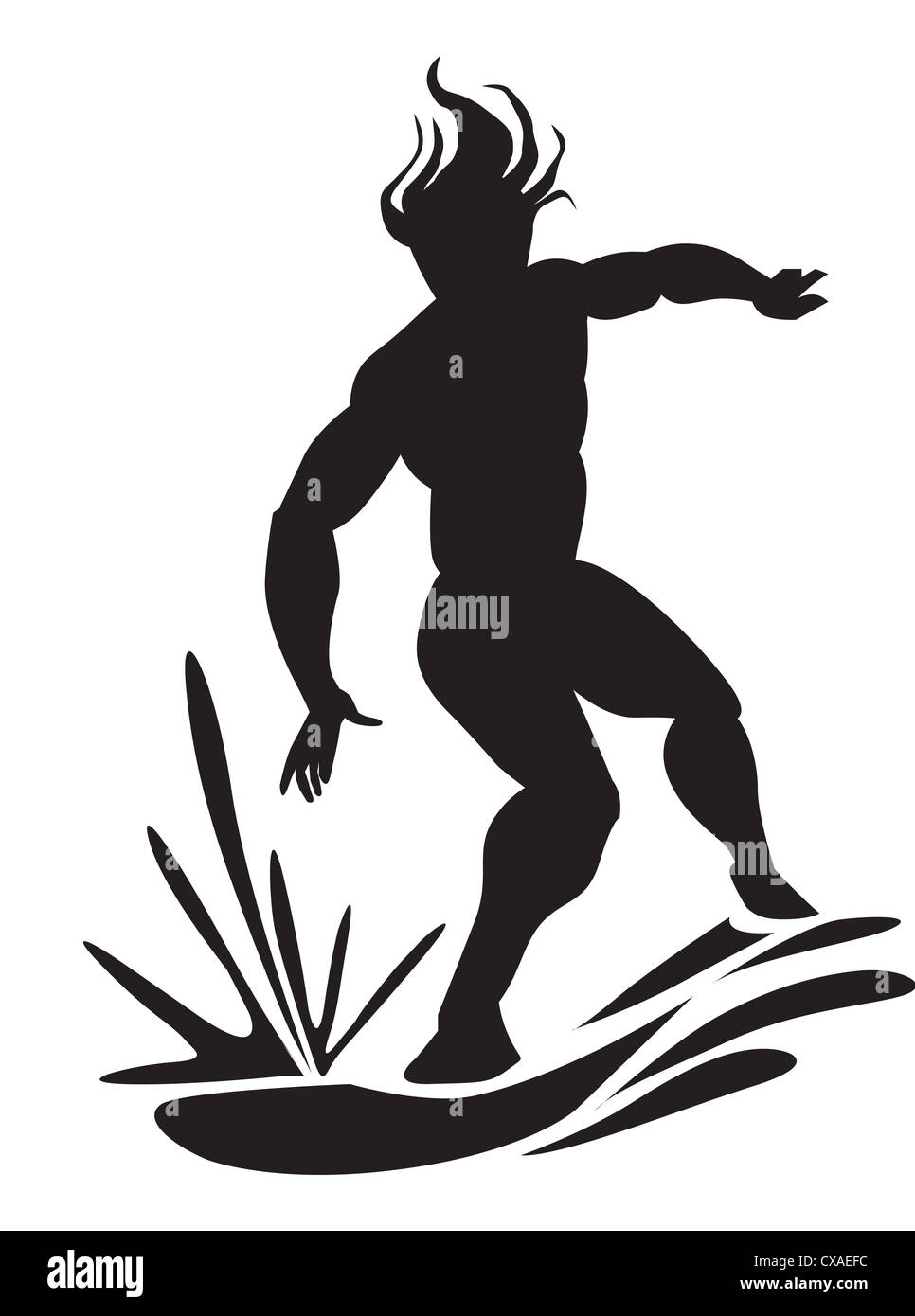 Man water surfing, black silhouette, vector illustration Stock Photo ...