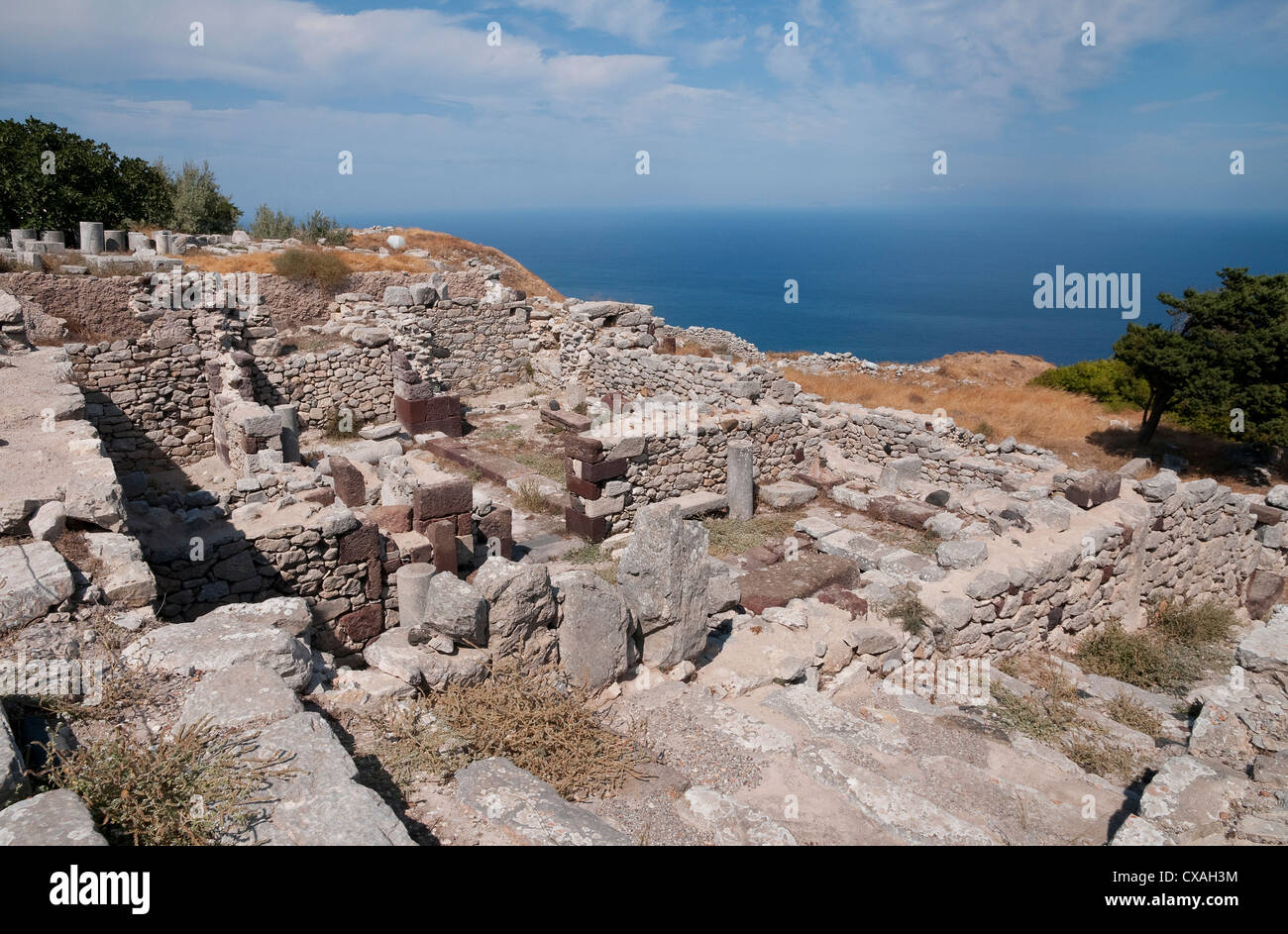 ancient thera, mesa vouno, santorini, greece Stock Photo