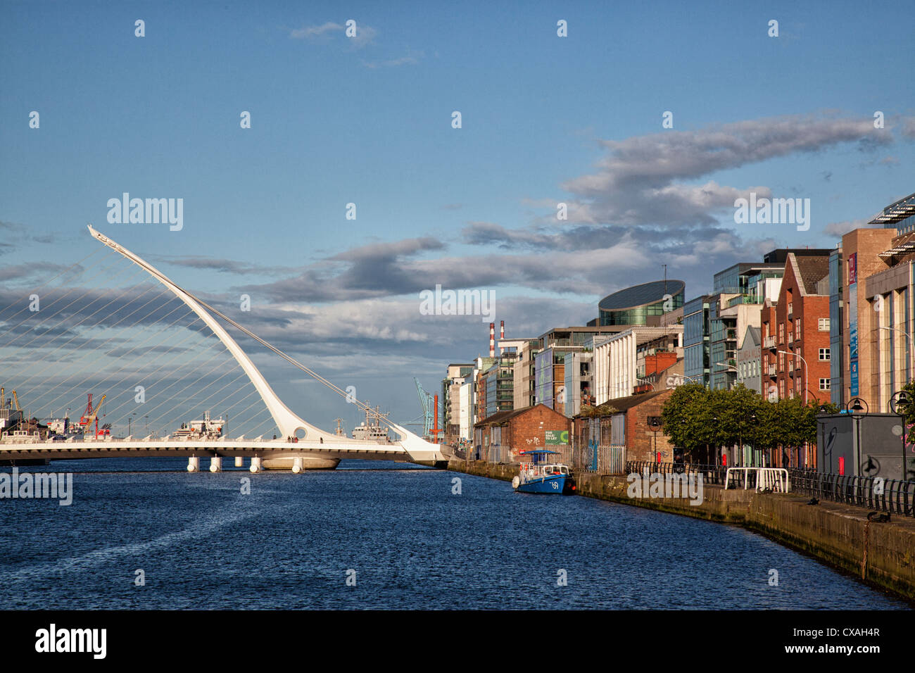 View of the river Liffey with the Samuel Beckett bridges. Dublin ...