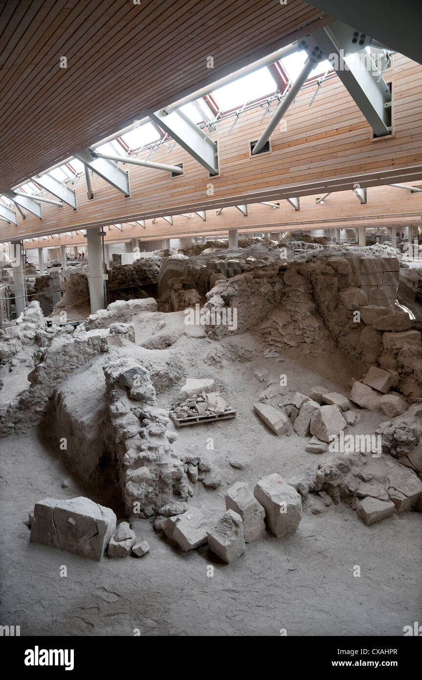 prehistoric city of akrotiri, santorini, greece Stock Photo