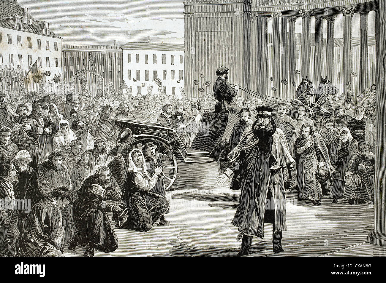 Russia. St. Petersburg. 19th century. Ovation of the people to the Czar after being the victim of an attack. Stock Photo