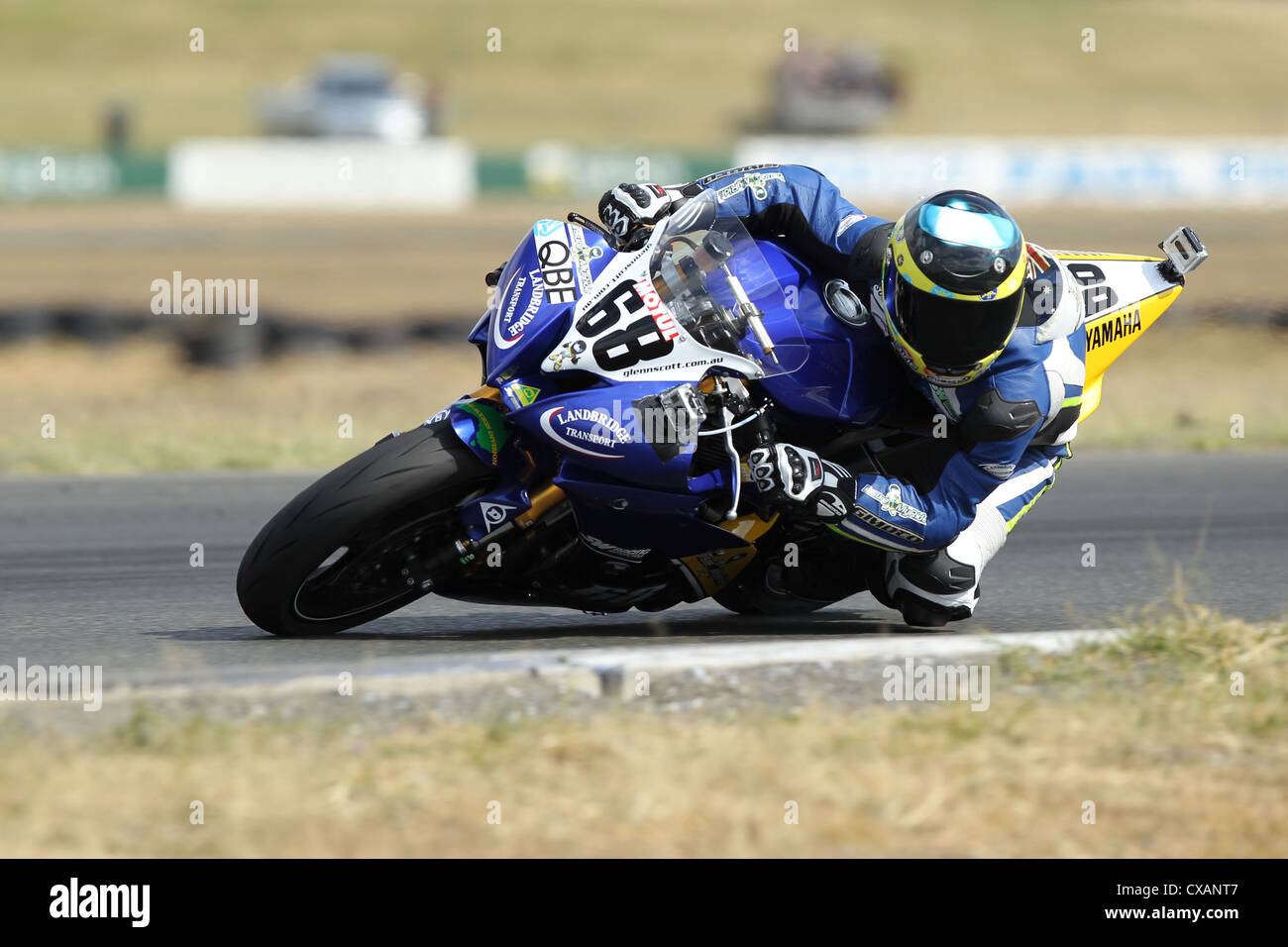 Glen Scott competing at Queensland Raceway in the 2012 Australian Supersport Championship. Stock Photo