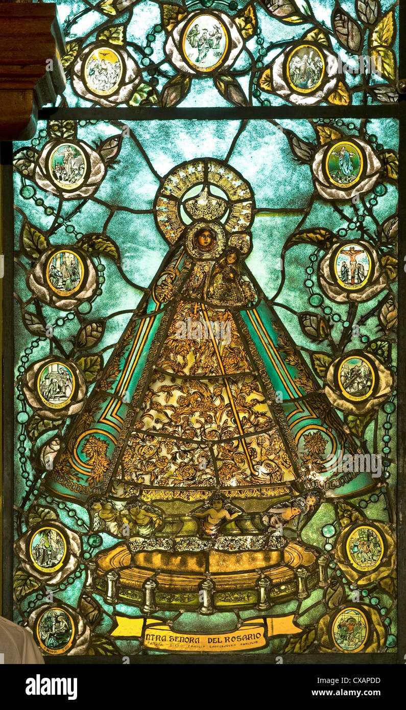 Stained glass window with image of the Virgin Mary, Chapel, Uinversity