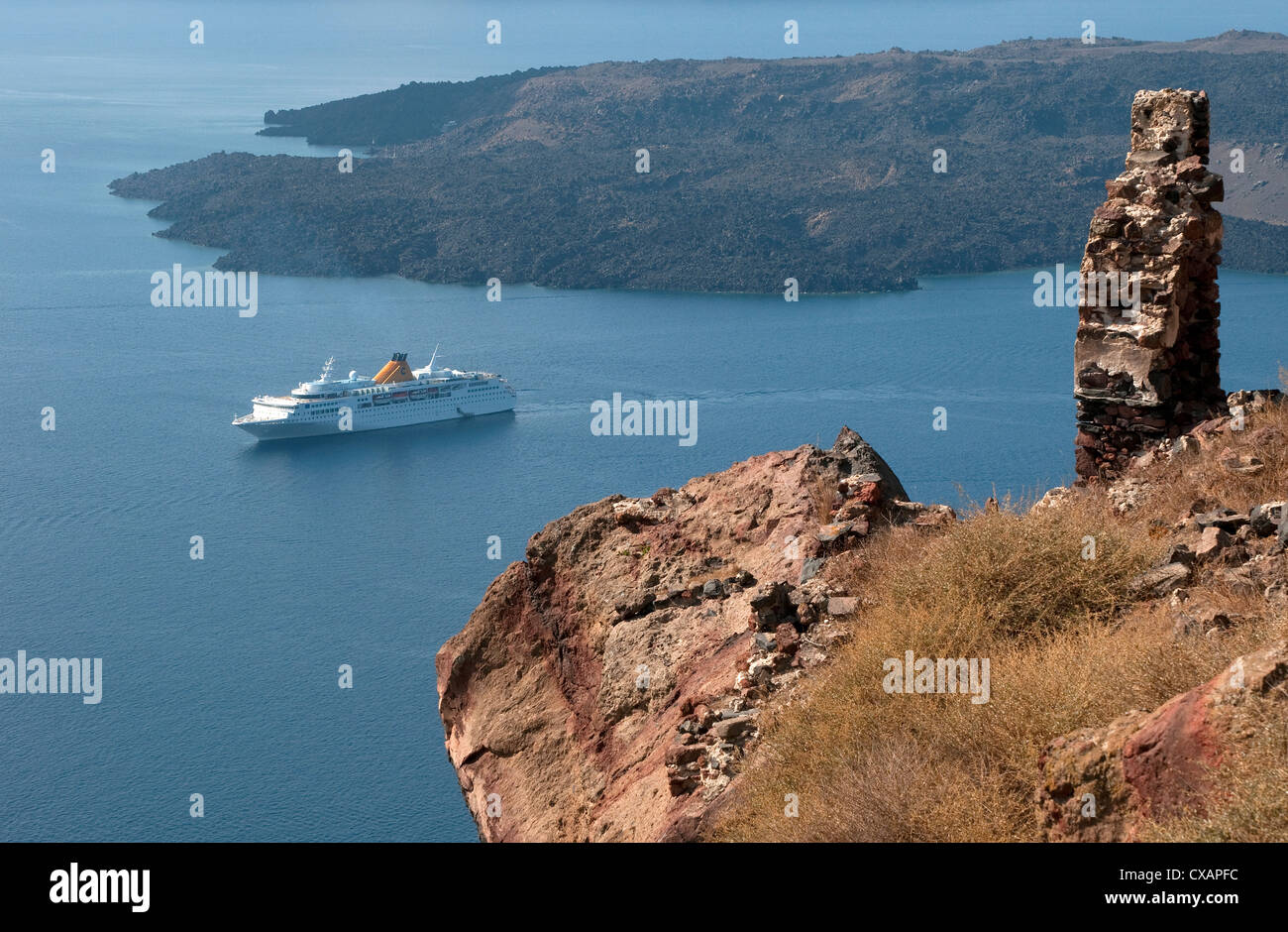 cruise liner, cyclade islands, greece Stock Photo