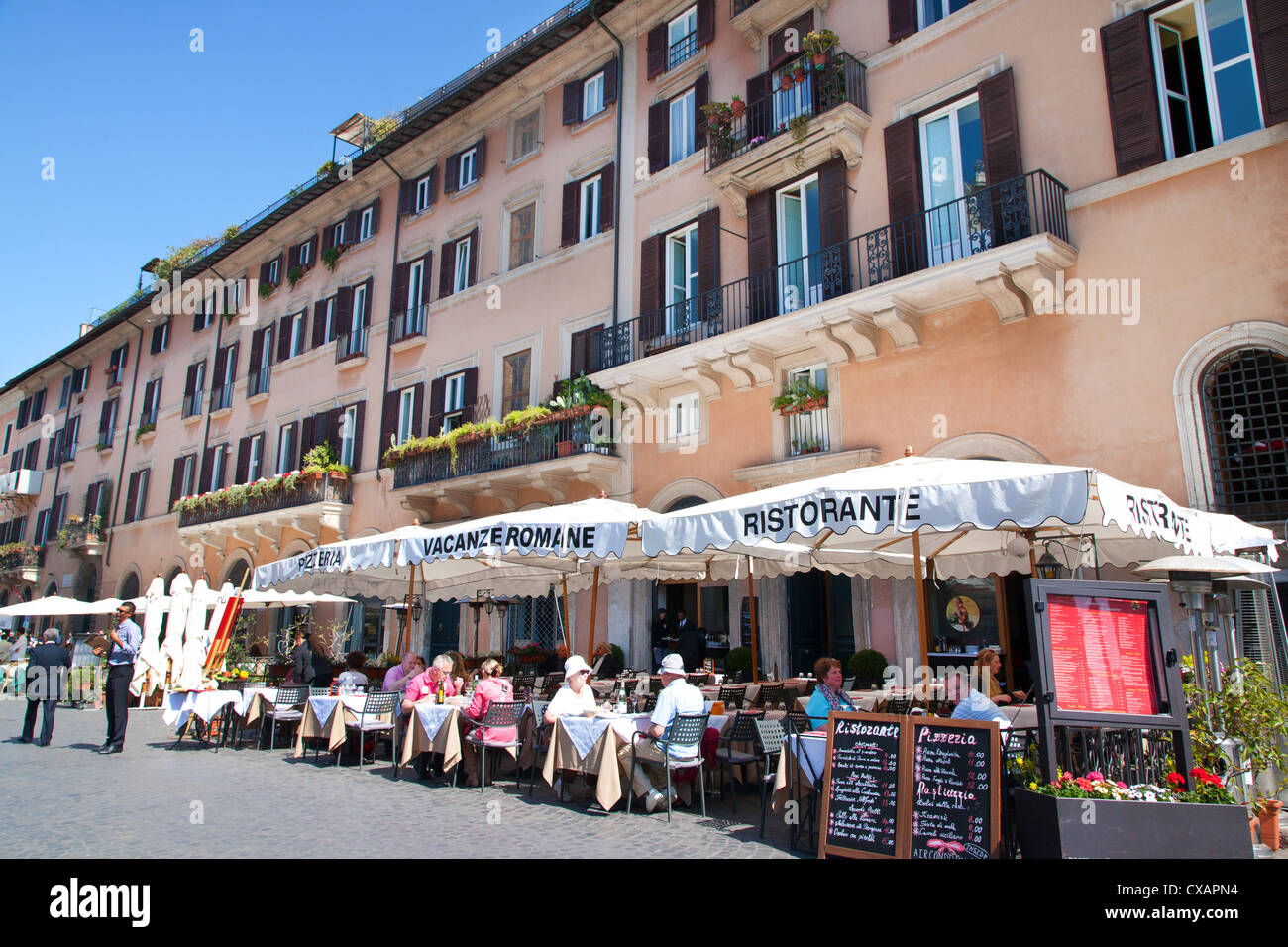 Outdoor restaurant, Piazza Navona, Rome, Lazio, Italy, Europe Stock Photo