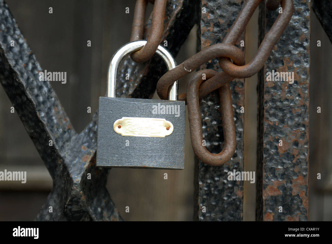 Nessebar, secured with padlock gate Stock Photo