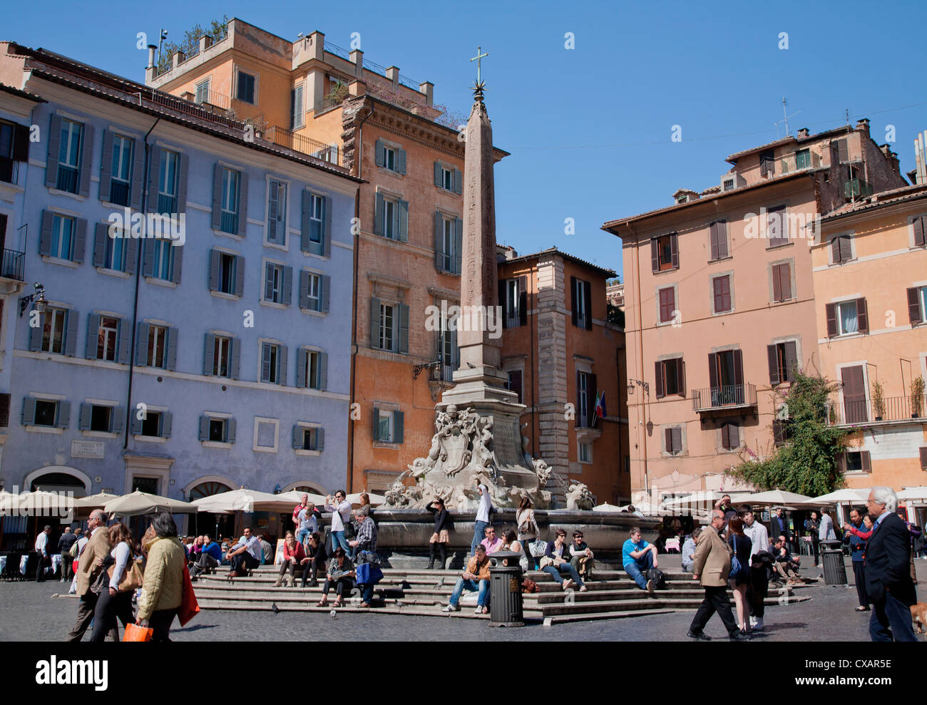 Fountain of the Pantheon (Fontana del Pantheon) in the Piazza della Rotonda in front of the Roman Pantheon, Rome, Lazio, Italy Stock Photo