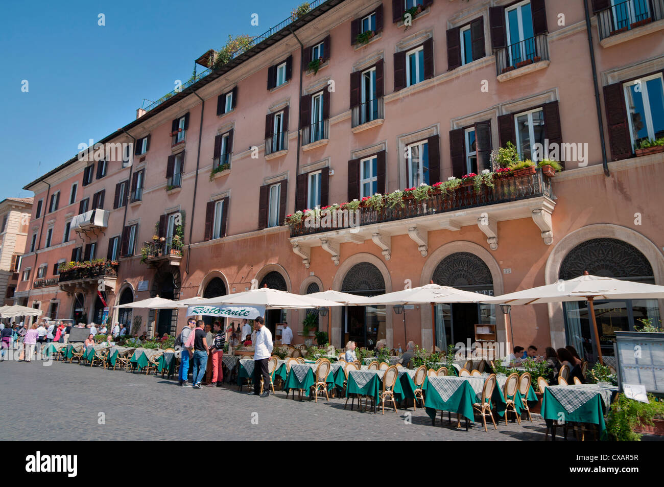 Outdoor restaurant, Piazza Navona, Rome, Lazio, Italy, Europe Stock Photo