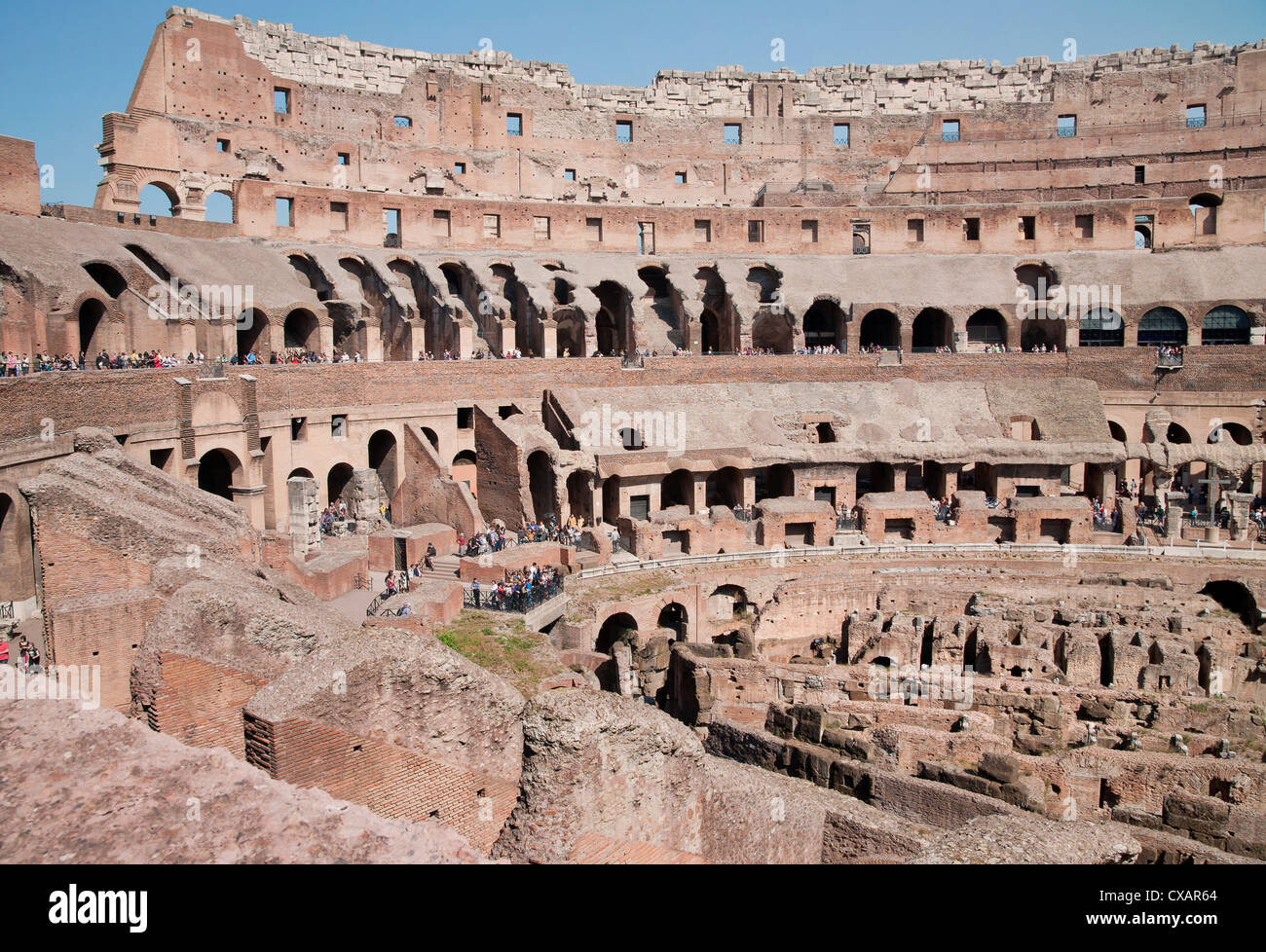 The amphitheatre of the Colosseum, Rome, Lazio, Italy, Europe Stock Photo