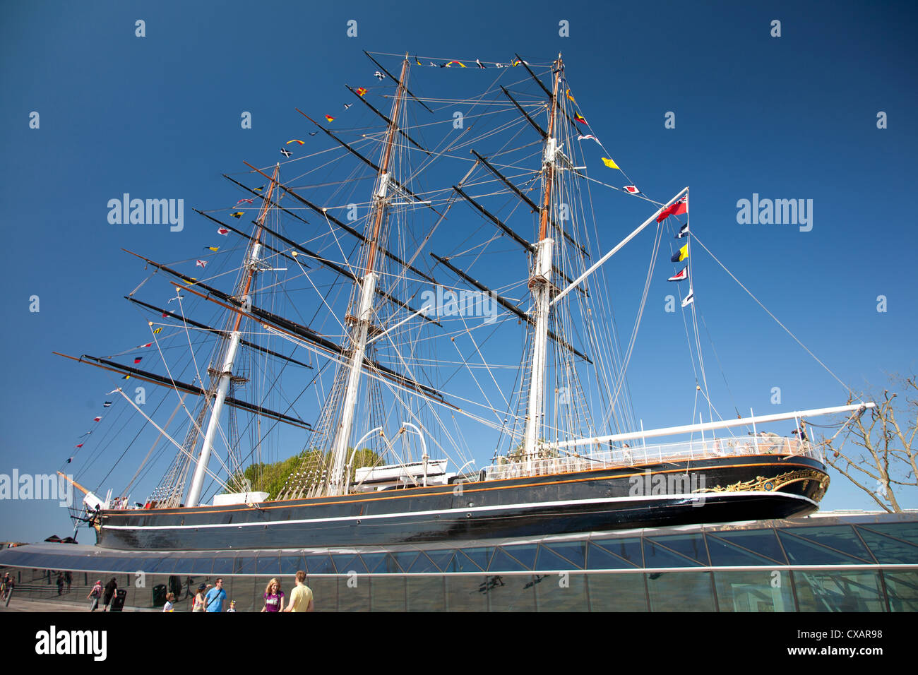 View of the Cutty Sark after restoration, Greenwich, London, England, United Kingdom, Europe Stock Photo