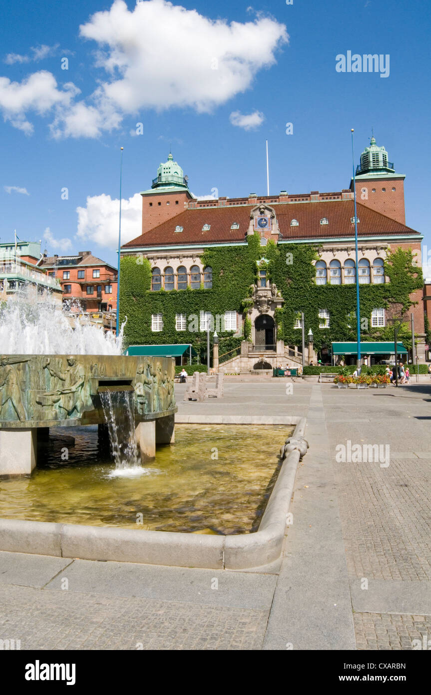 boras sweden swedish town city square Borås hall halls townhall Stock