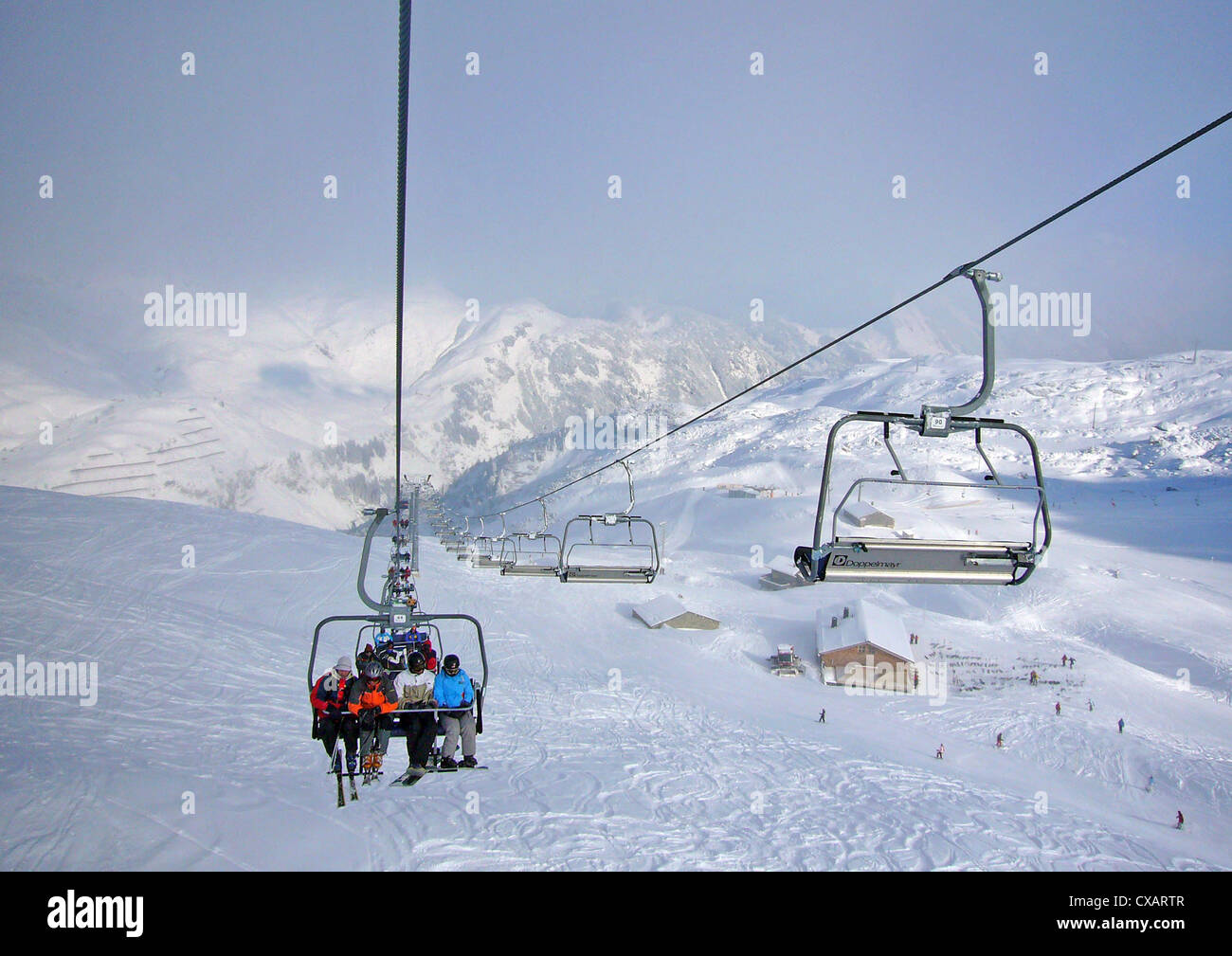 Austria, winter sports in Warth Stock Photo Alamy