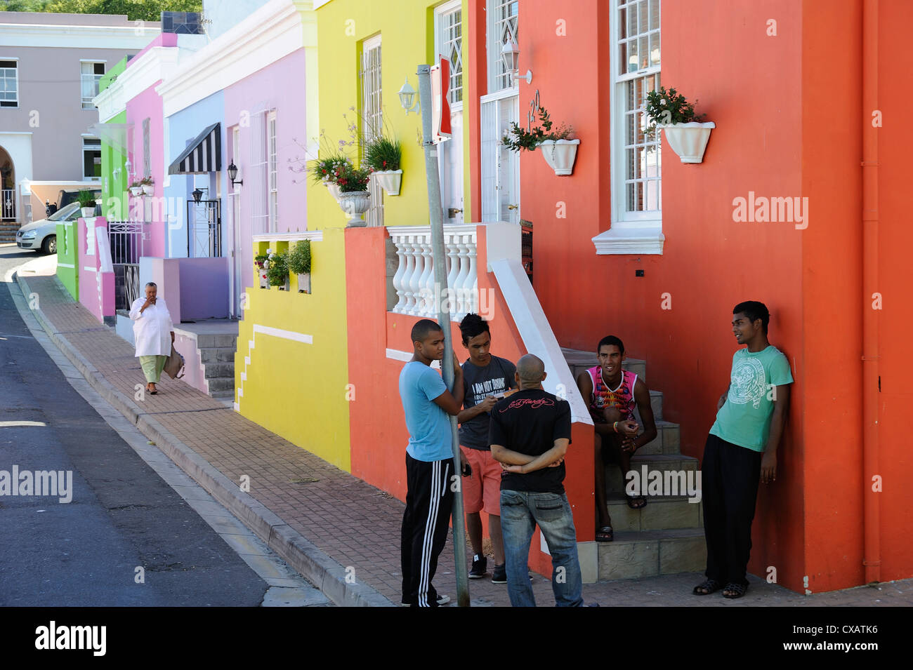 Colourful houses, Bo-Cape area, Malay inhabitants, Cape Town, South Africa, Africa Stock Photo