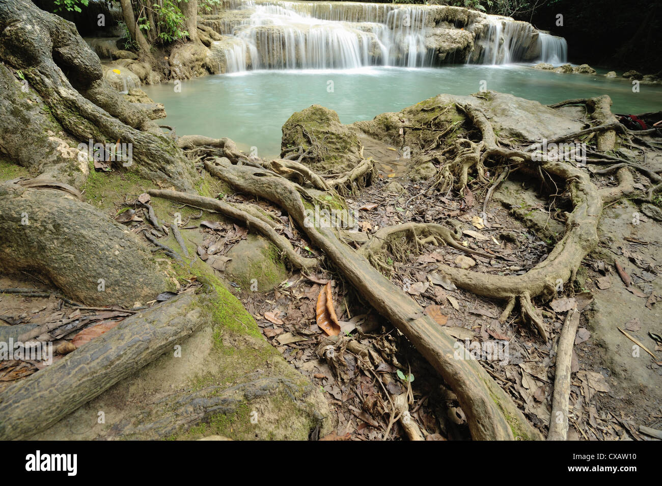 Waterfall in the valley Khuean Srinagarindra National Park, Kanchanaburi Thailand Stock Photo