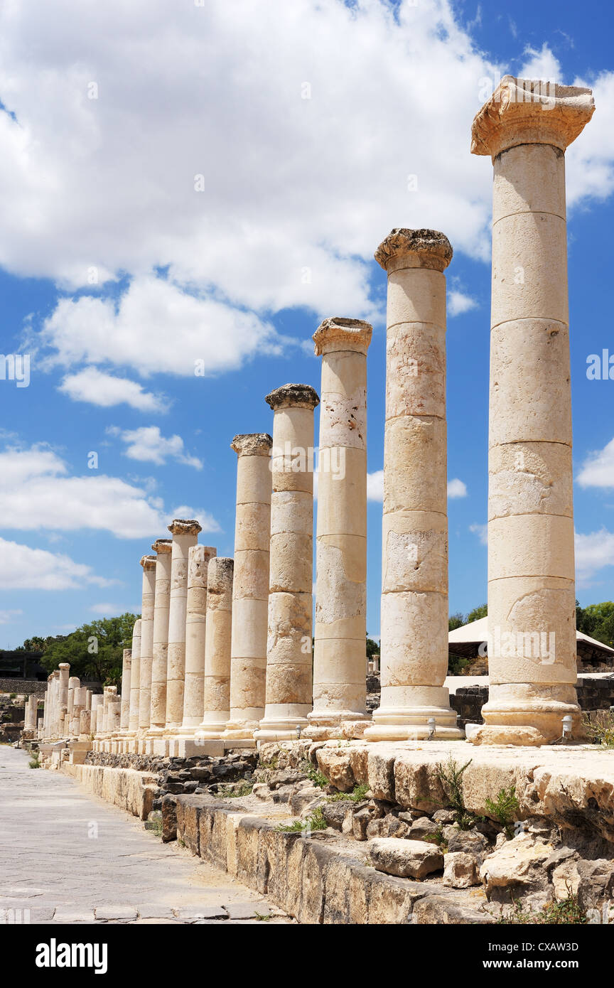 Ruins of the ancient Roman city Bet Shean, Israel Stock Photo