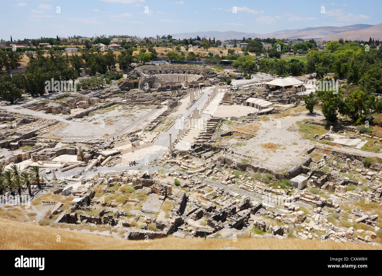 Ruins of the ancient Roman city Bet Shean, Israel Stock Photo