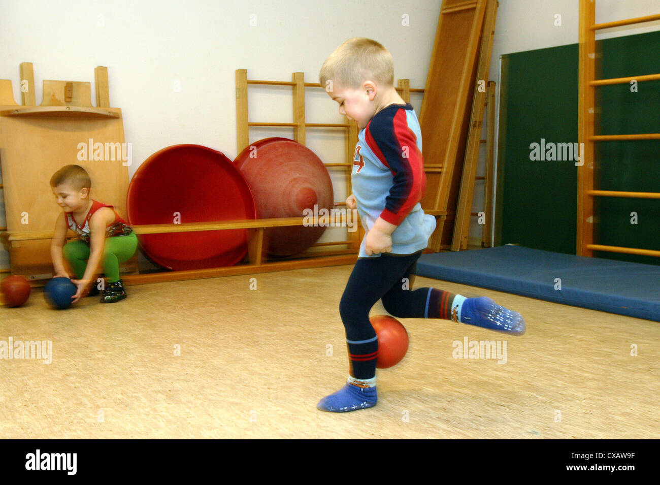 Physical Education in a Kindertagesstaette Stock Photo