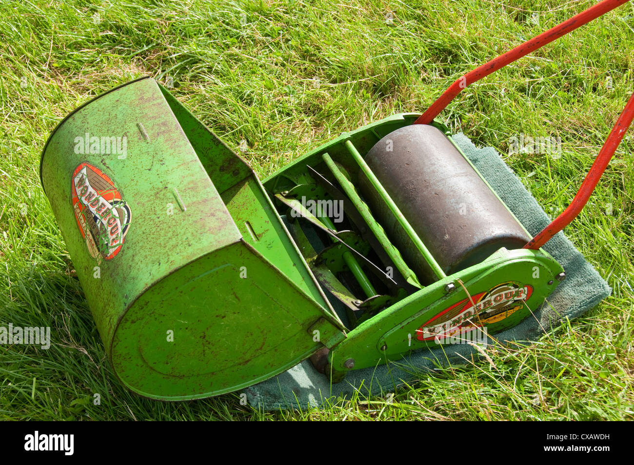 Old wondercut manual roller grass mower England UK United Kingdom GB