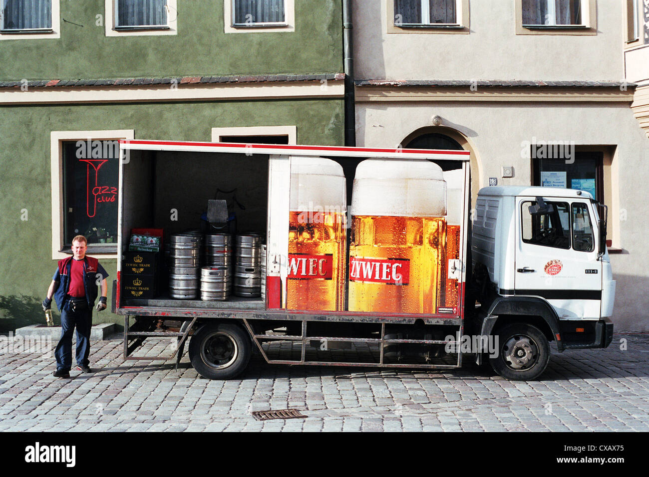Vans of Zywiec beer brand in the heart of Poznan, Poland Stock Photo - Alamy