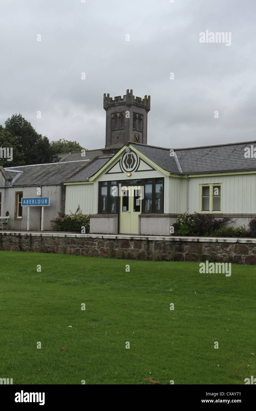 Speyside Way visitors centre in former Aberlour railway station Scotland September 2012 Stock Photo
