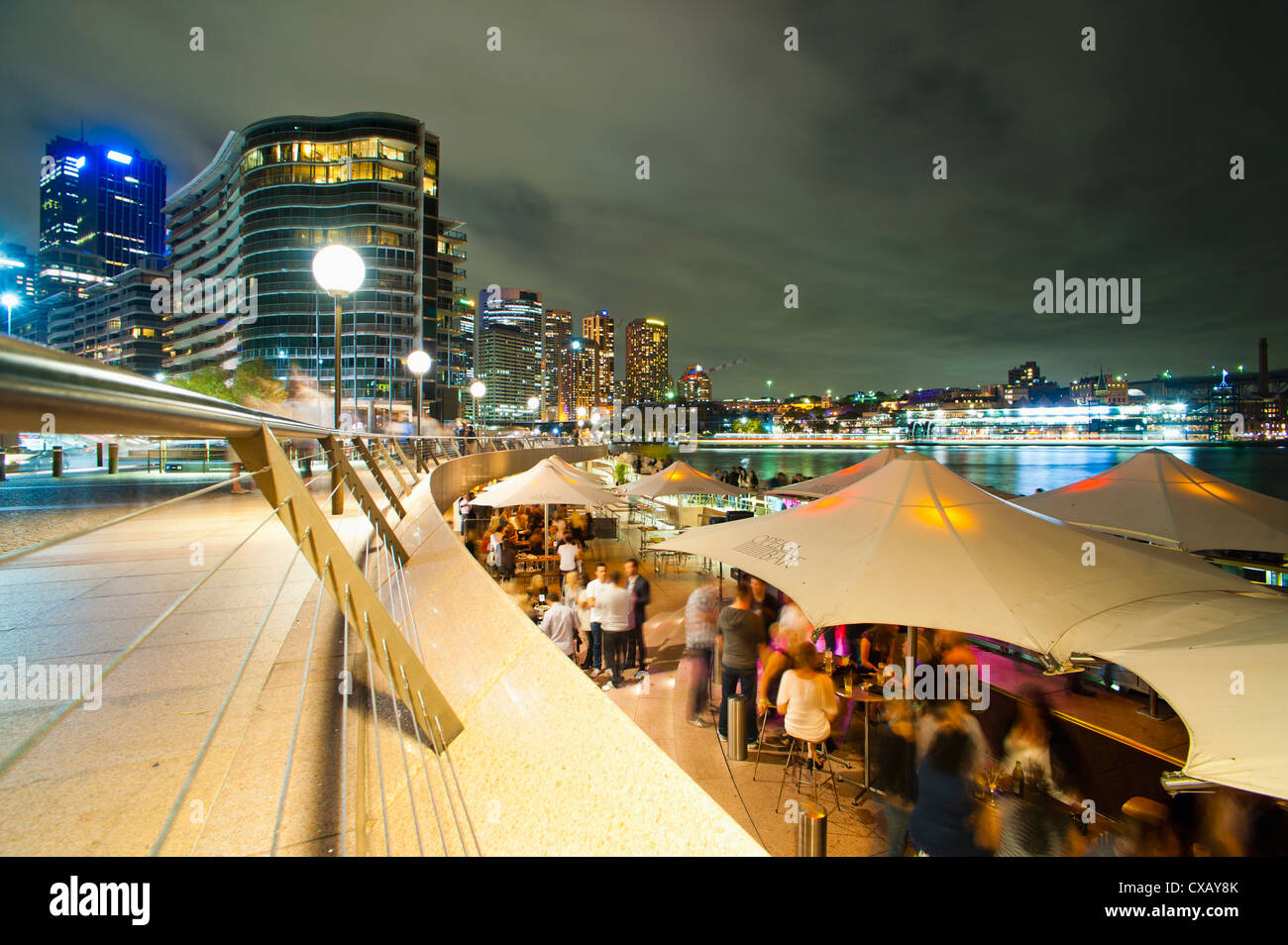 Opera Bar and Circular Quay at night, Syndey, New South Wales, Australia, Pacific Stock Photo