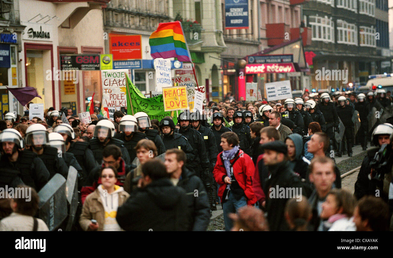 Marsz Rownosci (march of equality) in Posen (Poznan), Poland Stock Photo