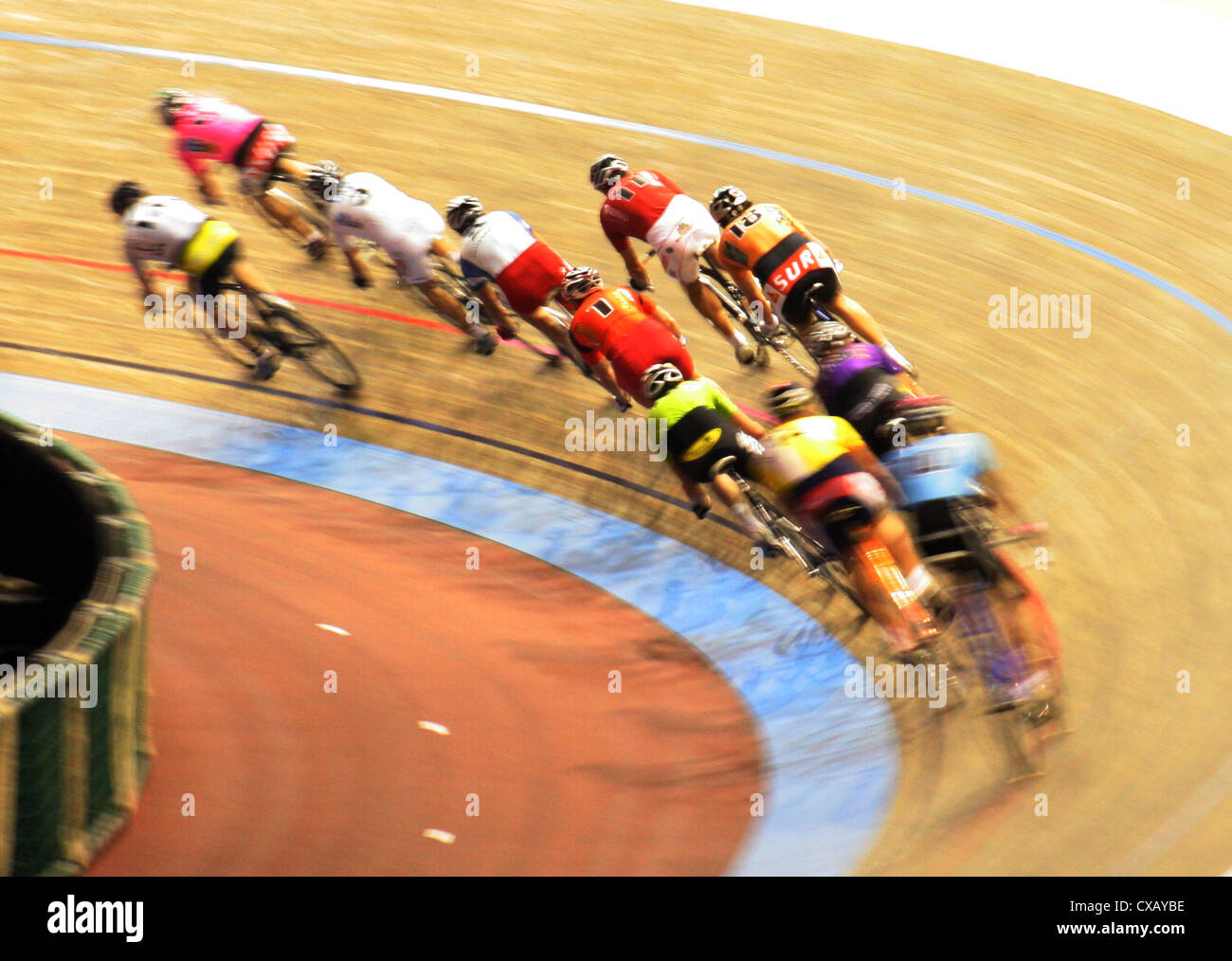 Berlin, cyclists in action during the six-day race in the Berlin Velodrome Stock Photo