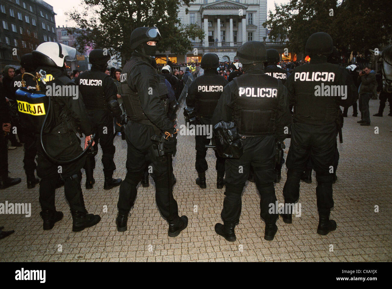 Police during a demonstration in Poznan (Poznan), Poland Stock Photo