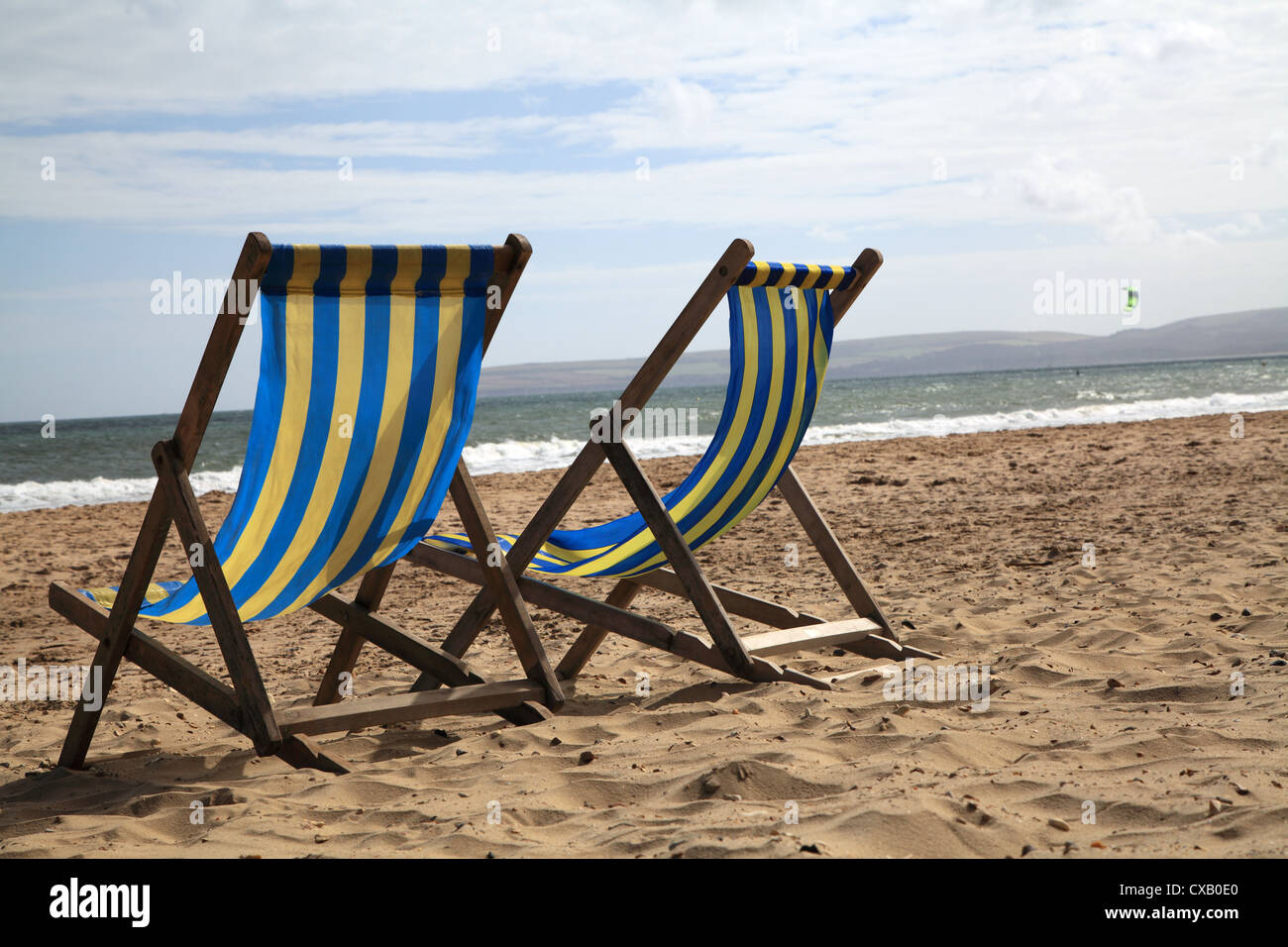 Deck chairs on Bournemouth Beach Stock Photo Alamy