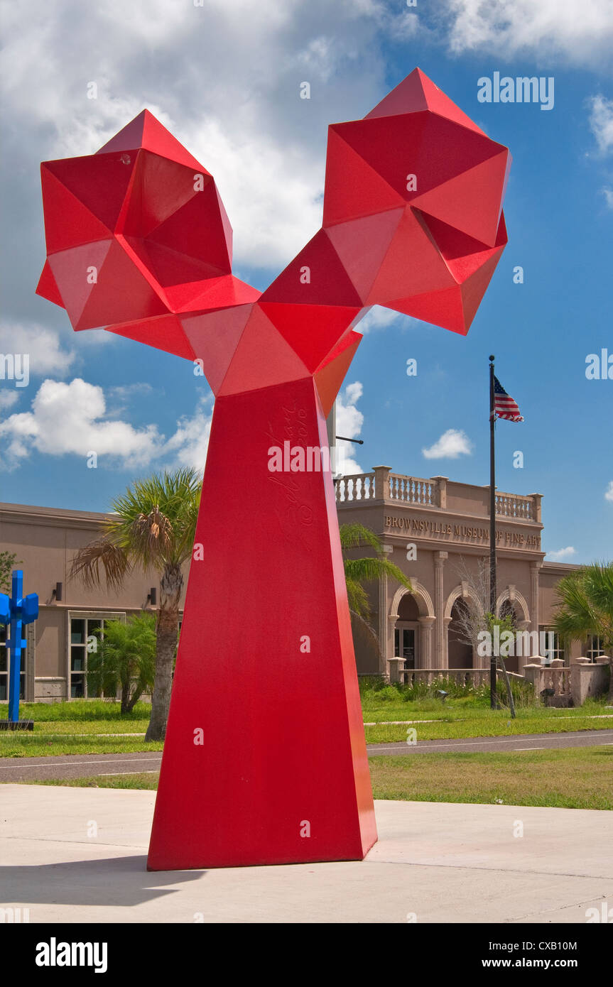 One of Zodiac sculptures by Enrique Carbajal Sebastian in front of Museum of Fine Art in Brownsville, Rio Grande Valley, Texas Stock Photo