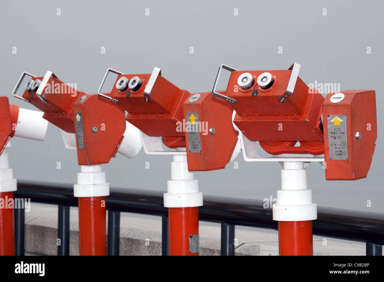 Symbol photo, distance vision devices on a viewing platform of Odusan Unification Observatory Stock Photo