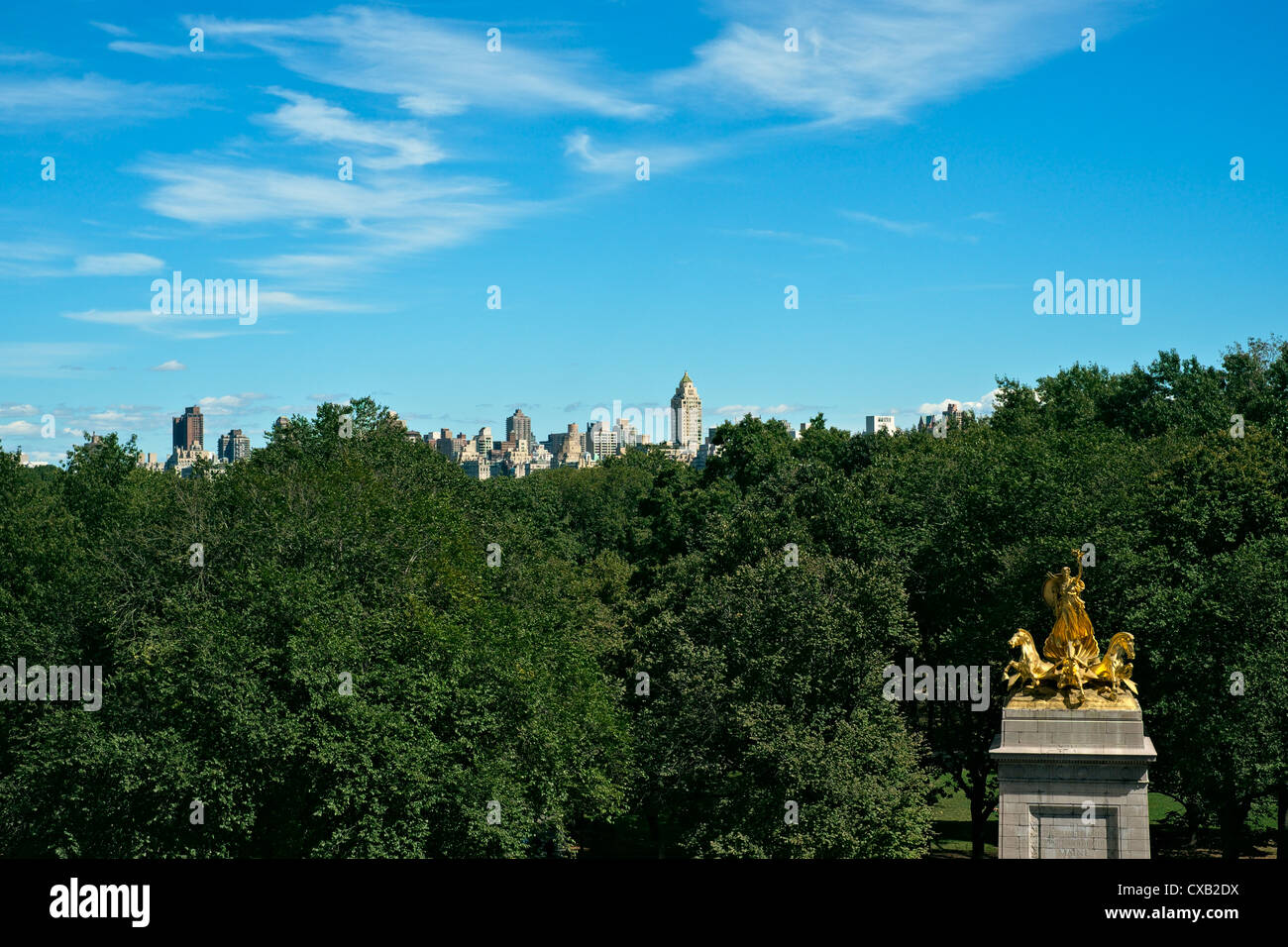 Gilded bronze statue atop USS Maine National Monument, south west