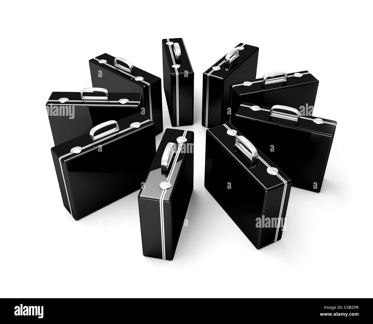 Group of black business briefcases isolated on white Stock Photo Alamy