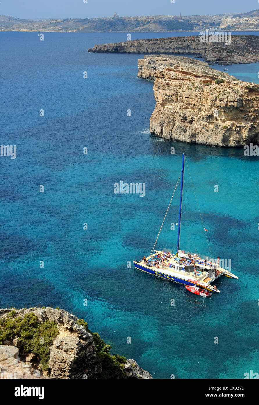 The crystal clear waters of Comino Island, Malta. Stock Photo