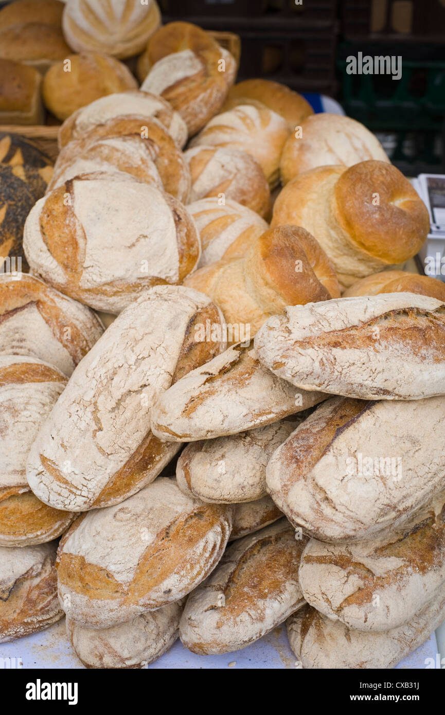 Artisan bread for sale on stall at Abergavenny Food Festival Stock Photo Alamy