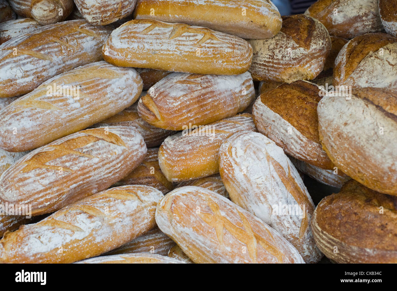 Artisan bread for sale on stall at Abergavenny Food Festival Stock Photo Alamy