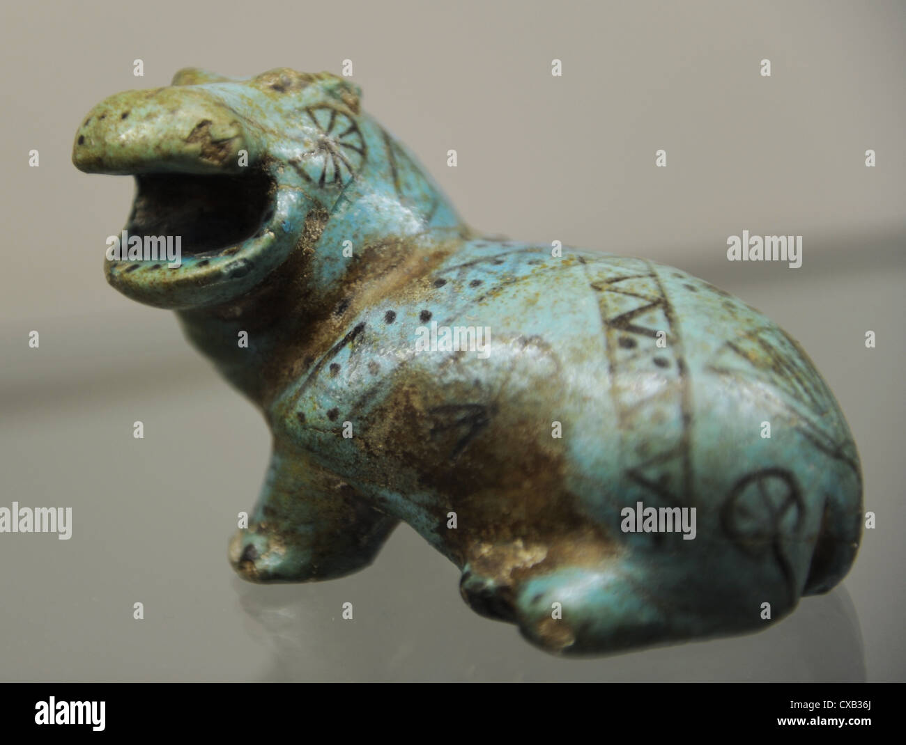 Roaring hippopotamus. Egyptian faience. Origin unknown. 12th-17th Dynasties. C. 1990-1550 BC. Carlsberg Glyptotek. Copenhagen. Stock Photo