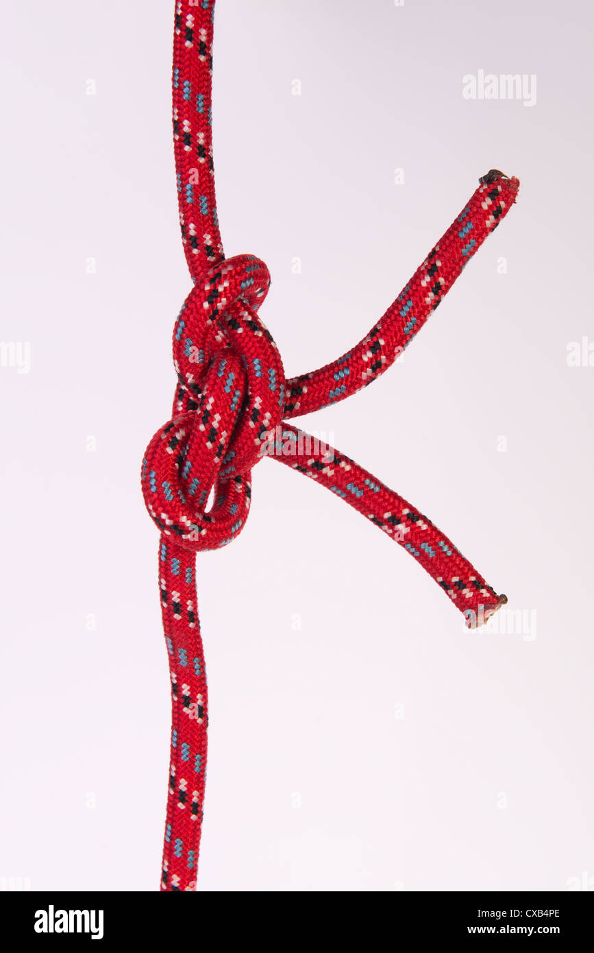 'Alpine Butterfly Bend'  knot for mountain climbing Stock Photo