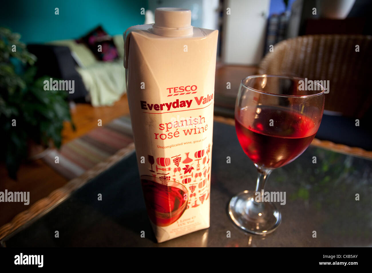 Supermarkets now sell wine in 1 litre cartons, London Stock Photo Alamy