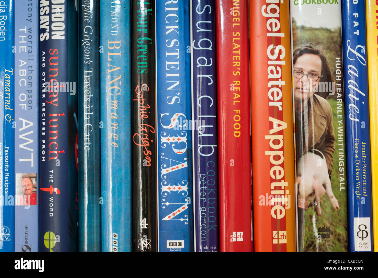 Close Up Of A Line Of Popular Cookery Books On A Shelf Stock Photo Alamy