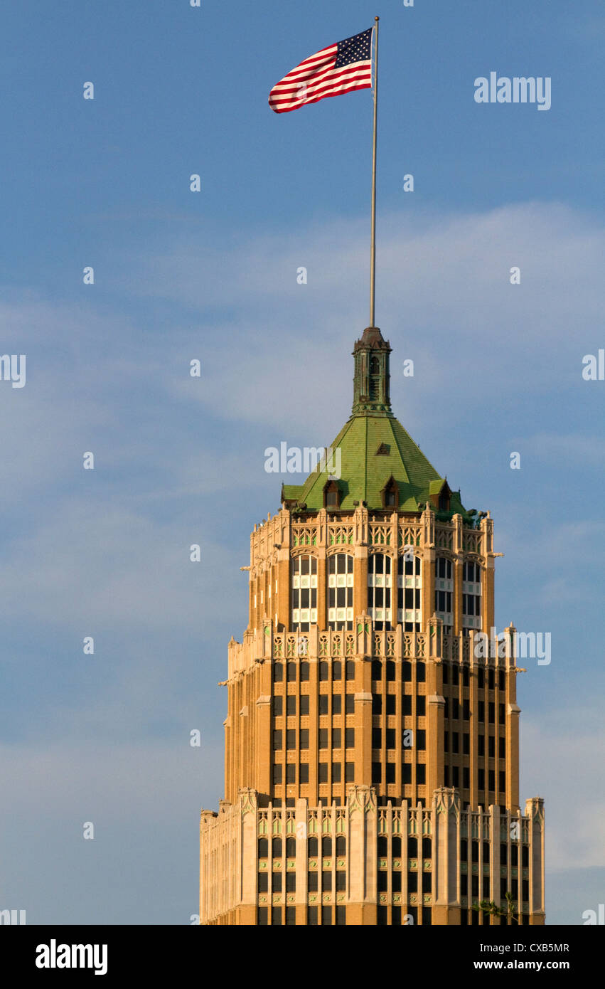 The Tower Life Building is a landmark and historic building in downtown San Antonio, Texas, USA. Stock Photo