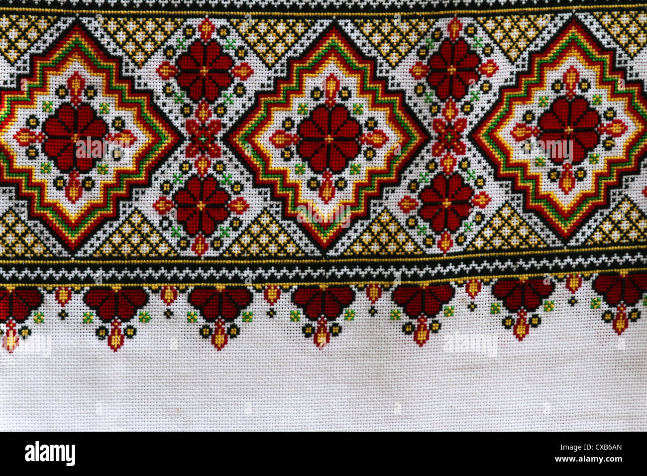 Ukrainian embroidered towels Stock Photo