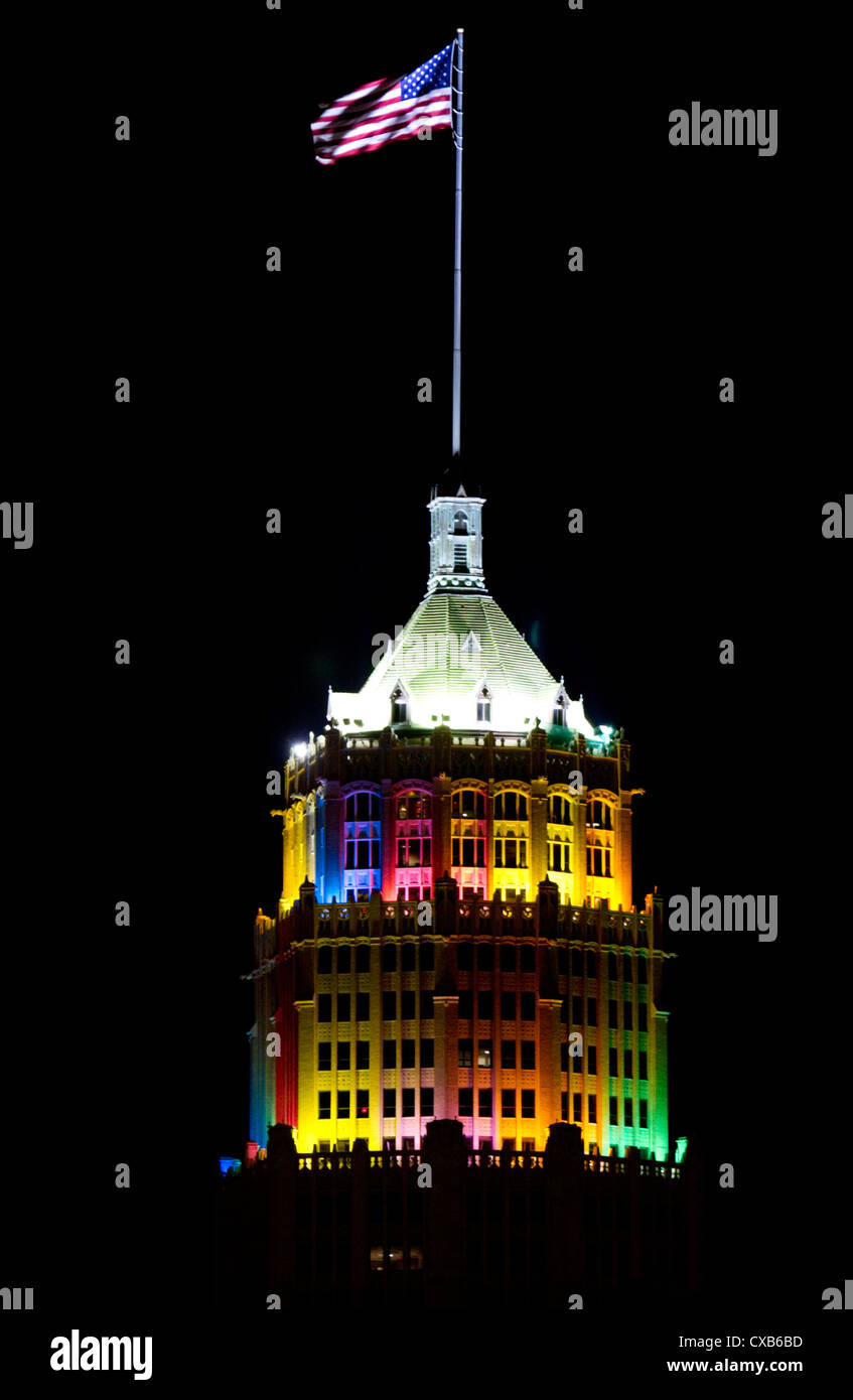 The Tower Life Building is a landmark and historic building in downtown San Antonio, Texas, USA. Stock Photo