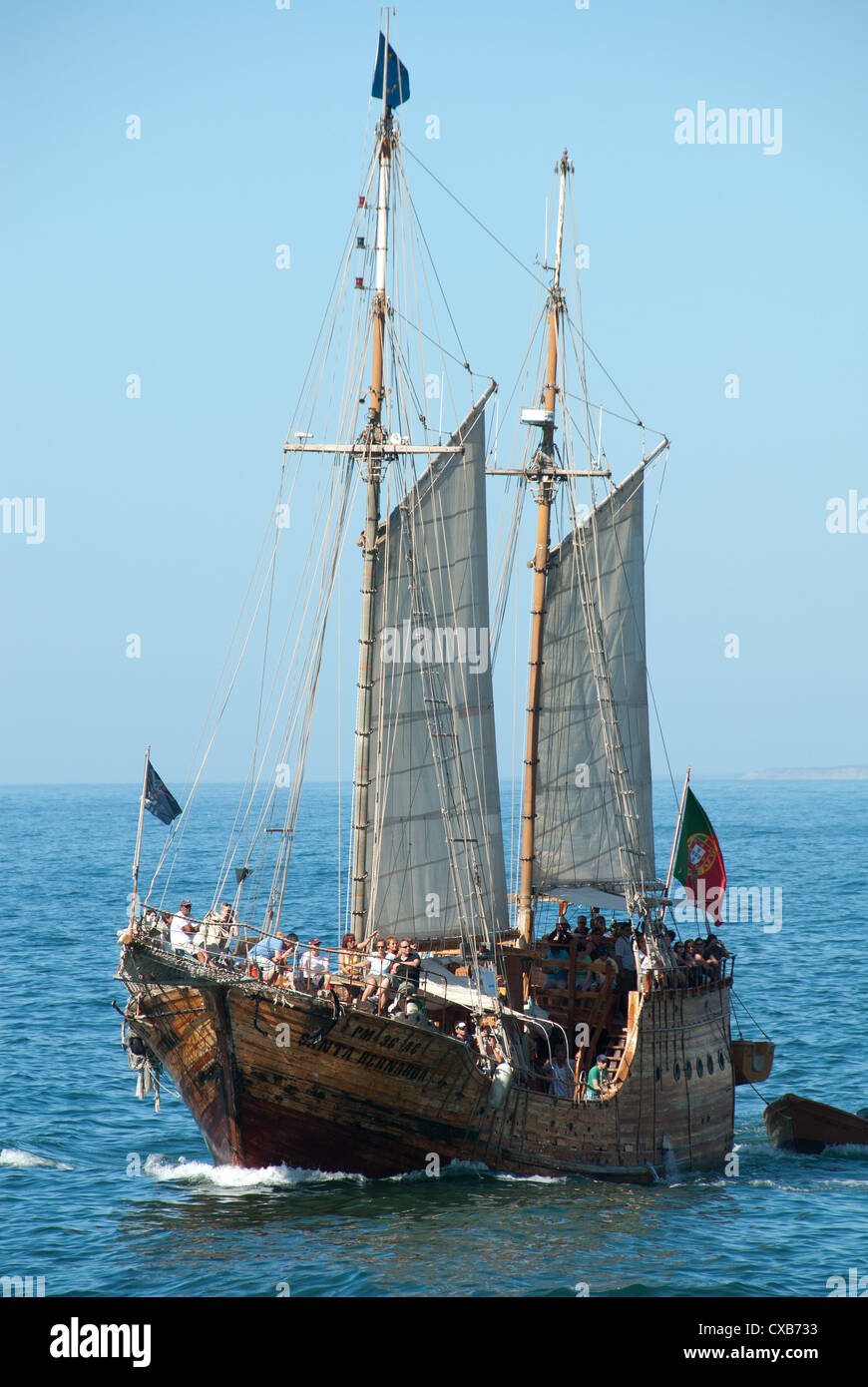 Fake Pirate Cruise Ship For Tourists During Sunset In The Harbour In Thessaloniki Stock Photo Alamy