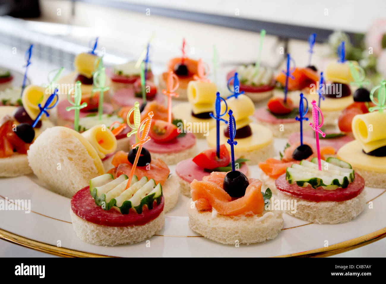 canape on the plate Stock Photo