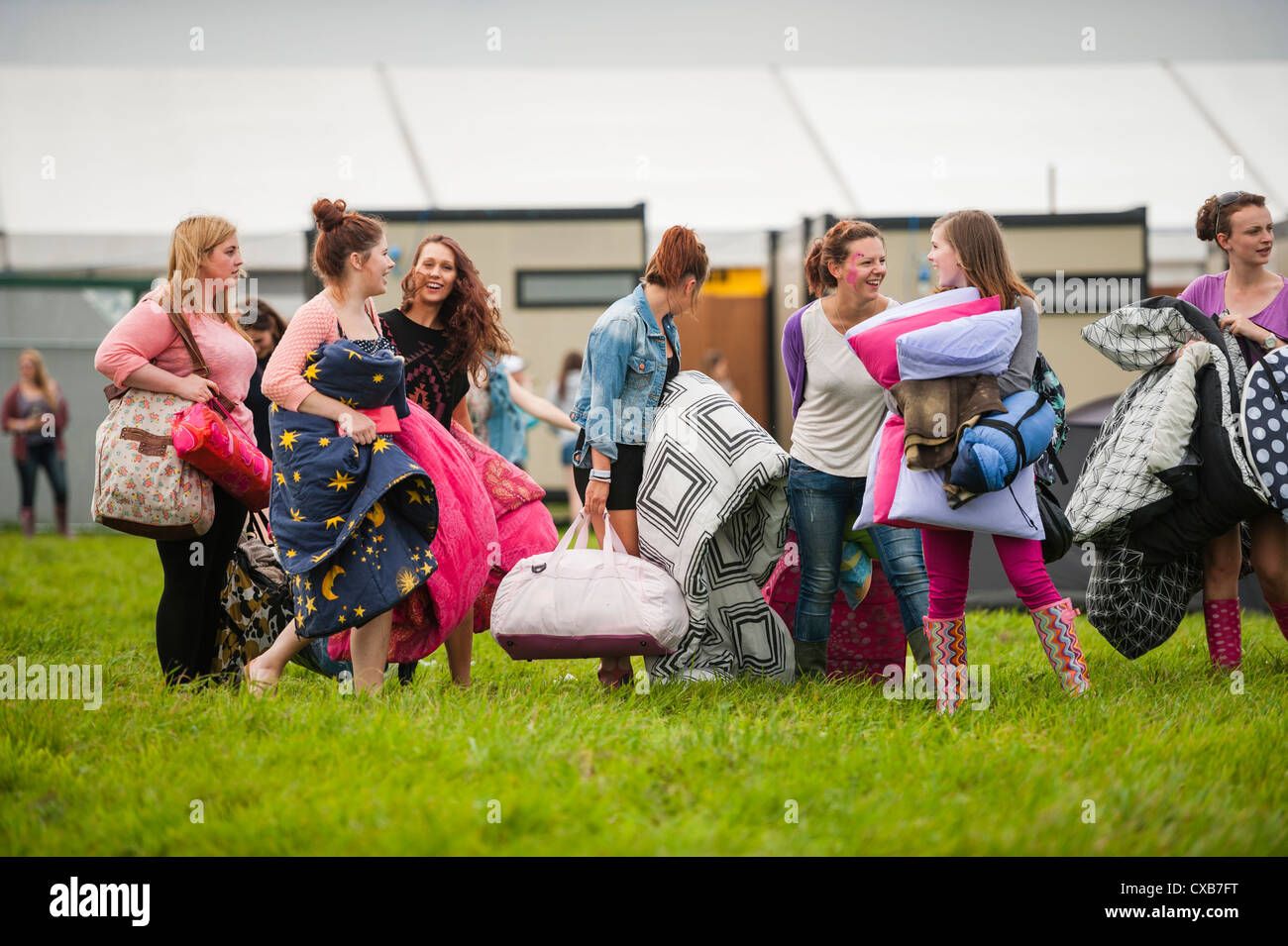 Teenagers Arriving With Their Camping Gear On Maes B The Youth